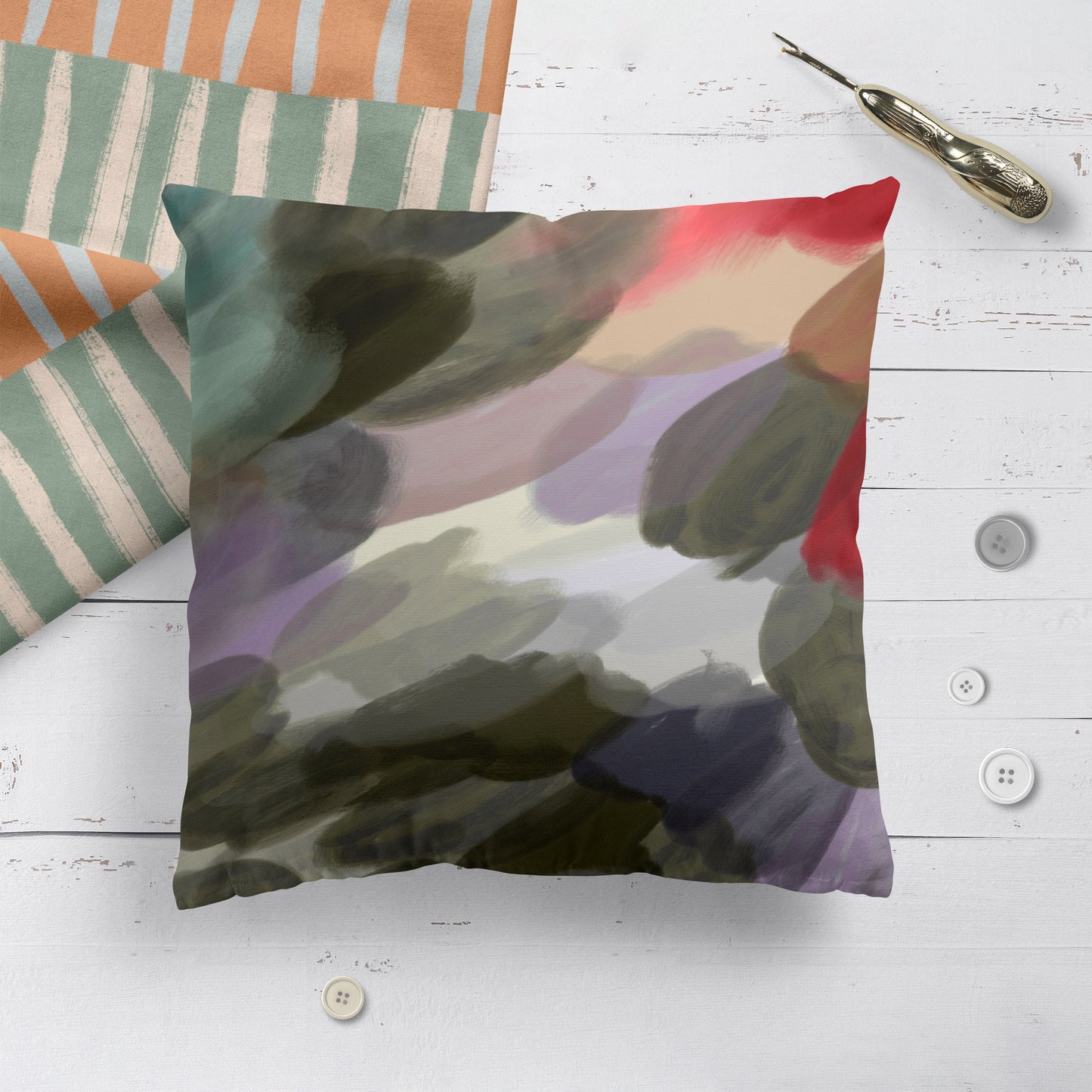 Abstract Hand Painted Art Throw Pillow