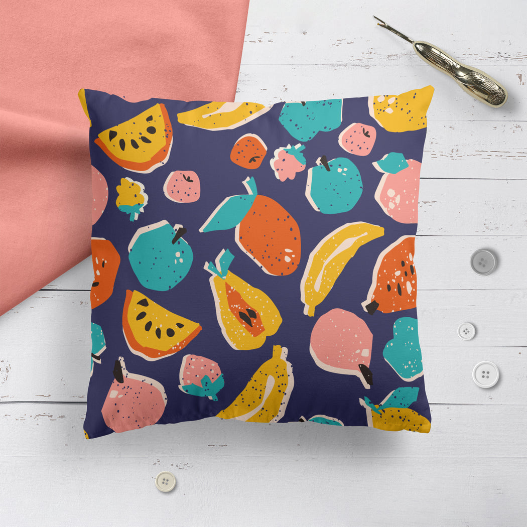 Throw Pillow with Happy Fruit