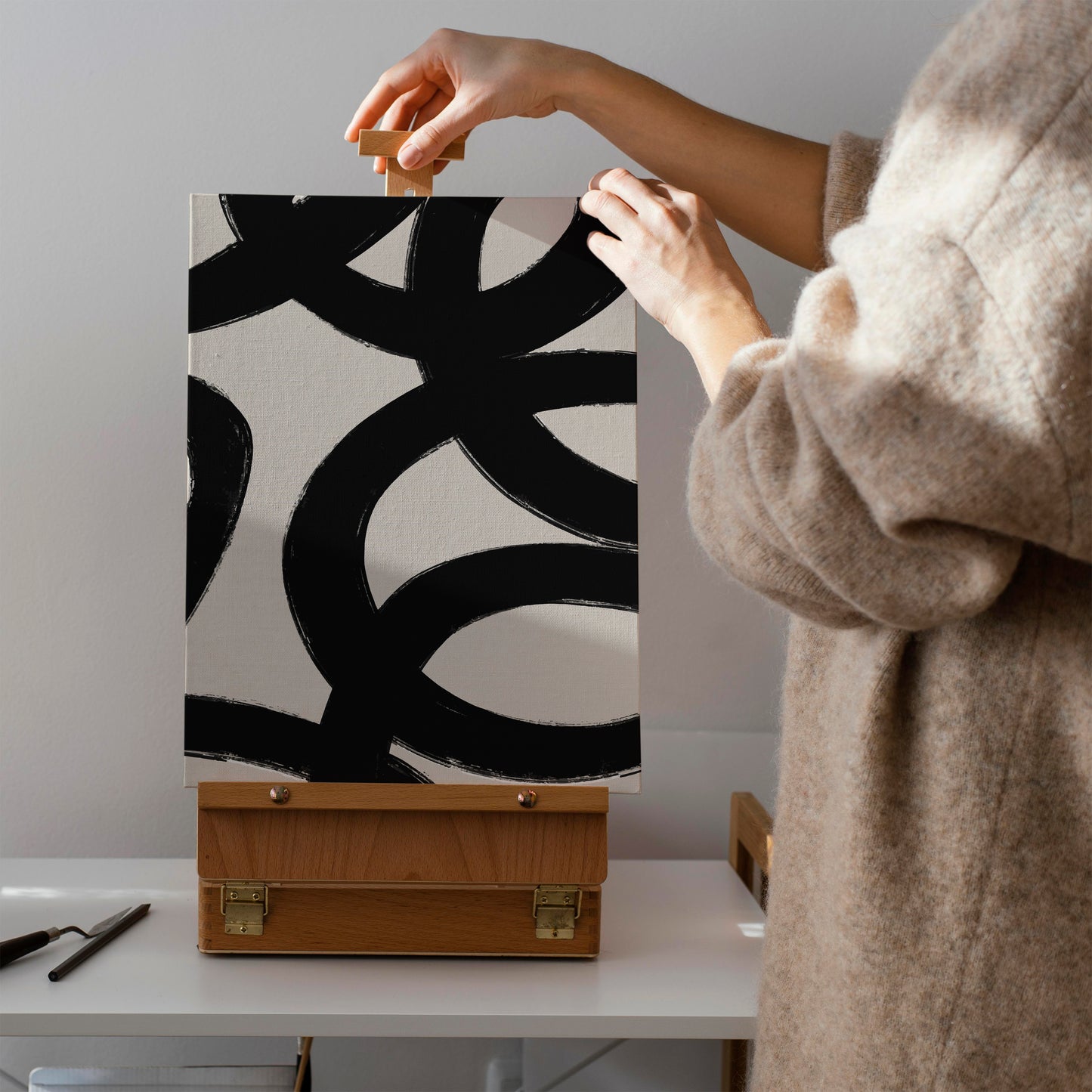 Black Ink Abstract Shapes Canvas Print