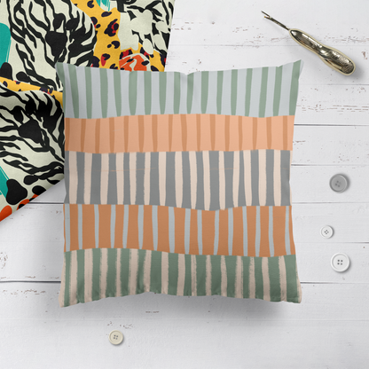 Vintage Striped Minimalist Throw Pillow