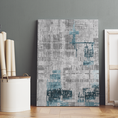 Crashing Waves Teal Abstract Canvas Print