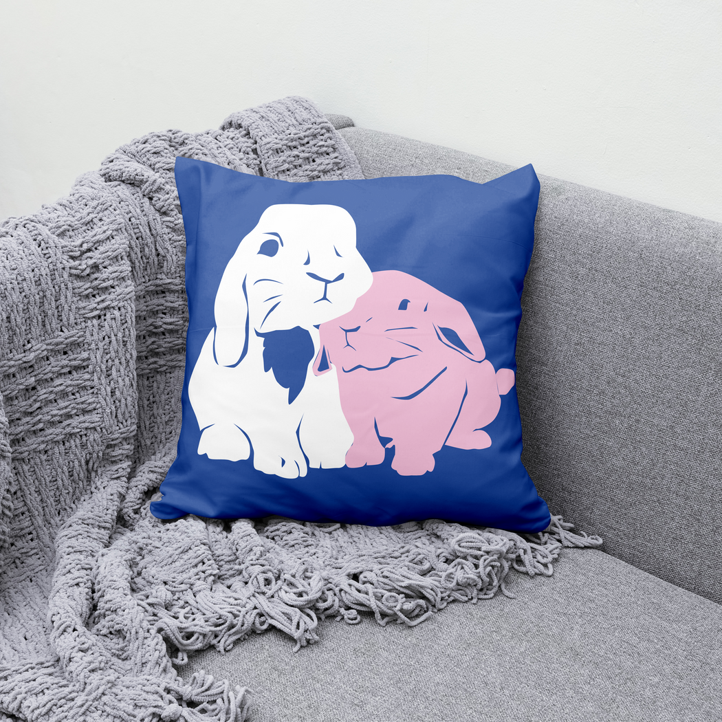 Cute Rabbits Farmhouse Decor Throw Pillow