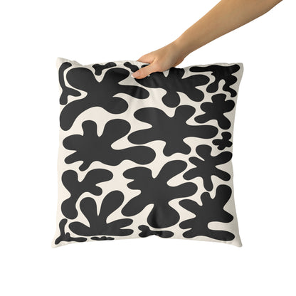 Throw Pillow with Black Botanical Shapes