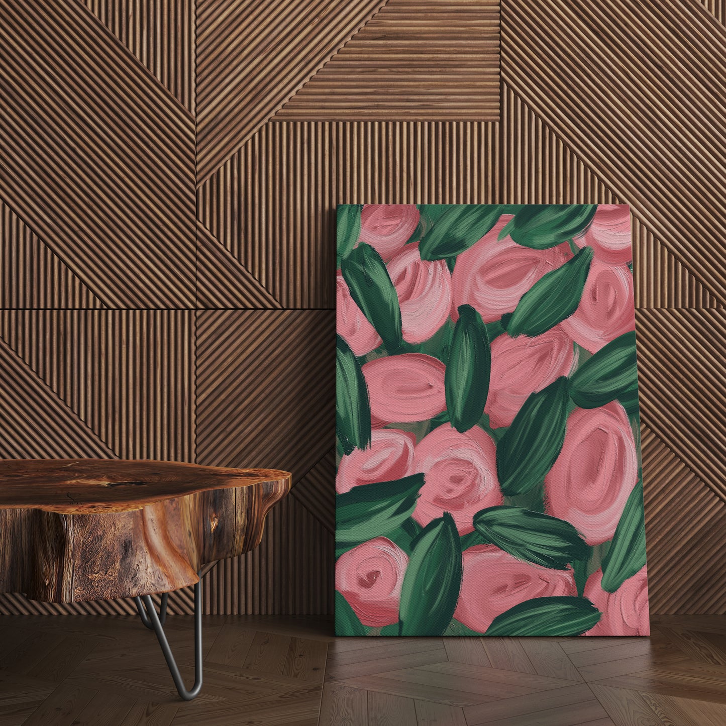 Pink Roses Painted Artistic Canvas Print