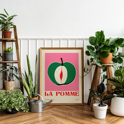 La Pomme, an Apple Pink Poster