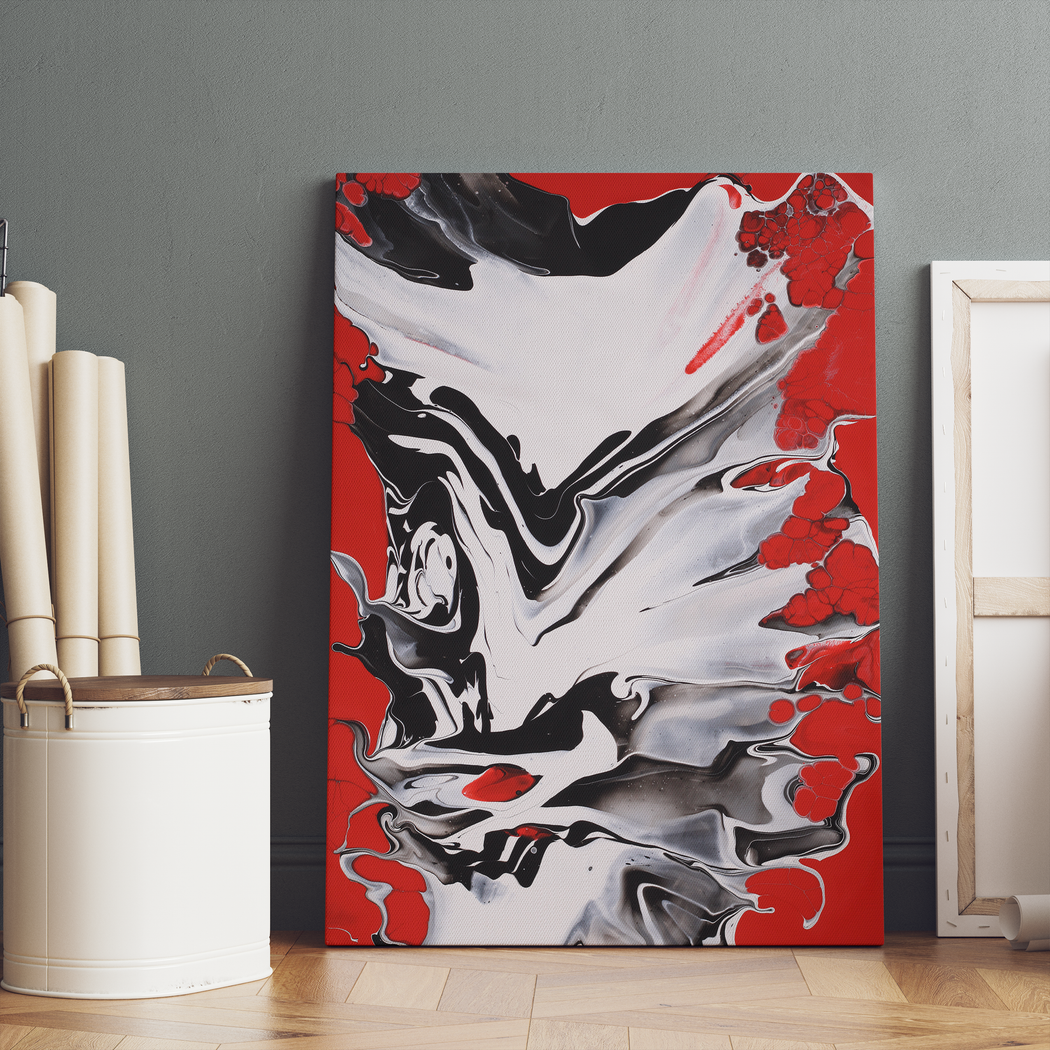 Red Modern Abstract Painting Canvas Print