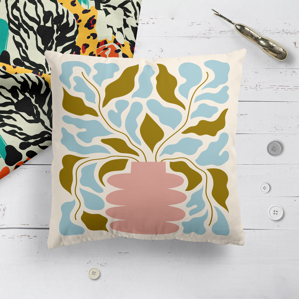 Art Nouveau Floral Style Throw Pillow