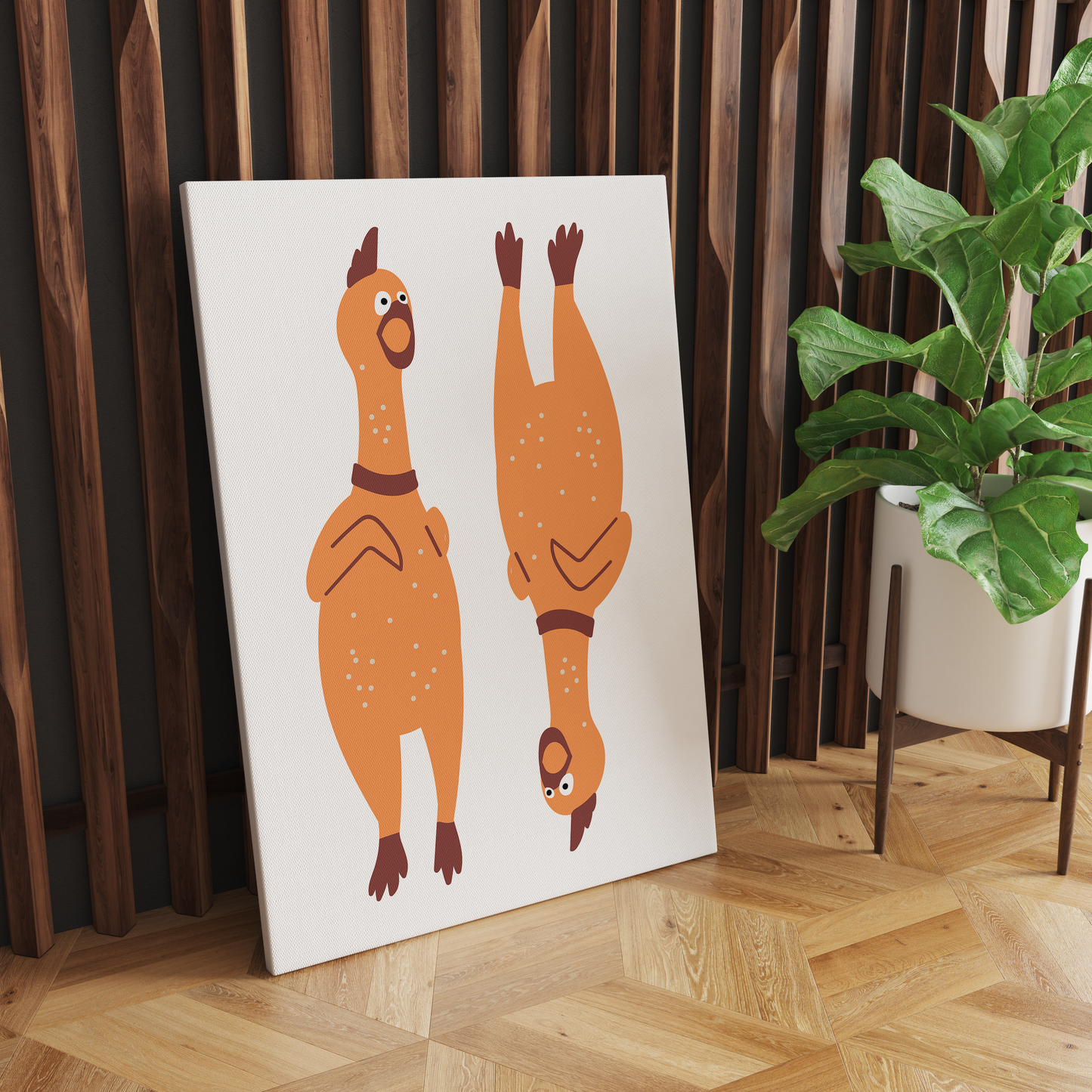 Funny Cartoon Chicken Canvas Print