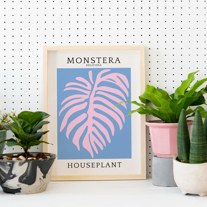 Pink Monstera Leaf Art Print