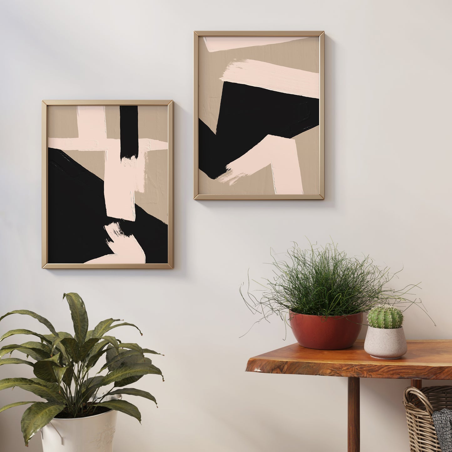 Set of 2 Beige Modern Abstract Posters