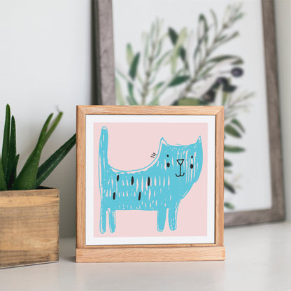 Blue Cat Print