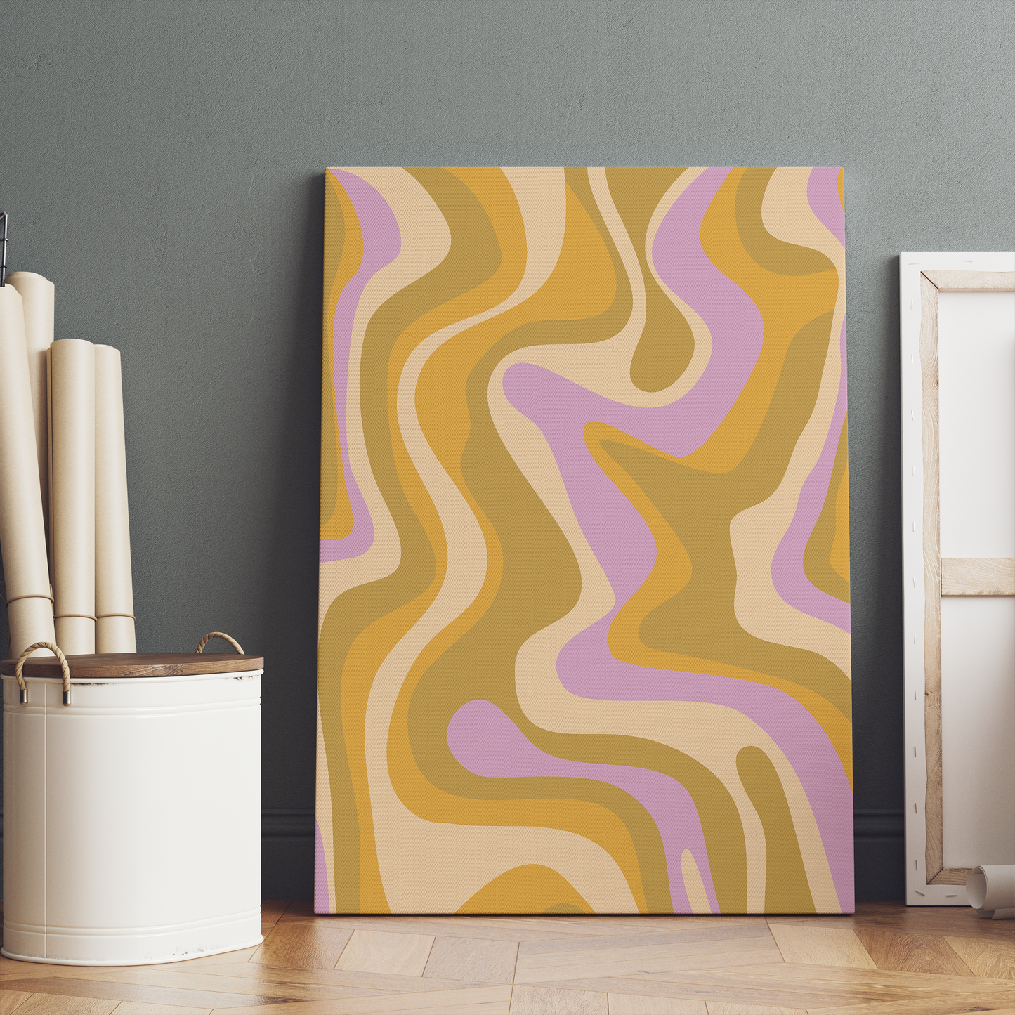 Hippie Retro 70s Liquid Pattern Canvas Print