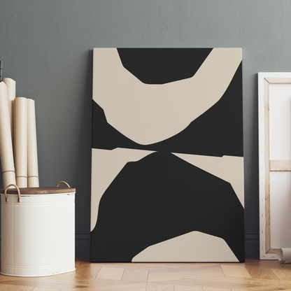 Abstract Black and Beige Blocks Canvas Print