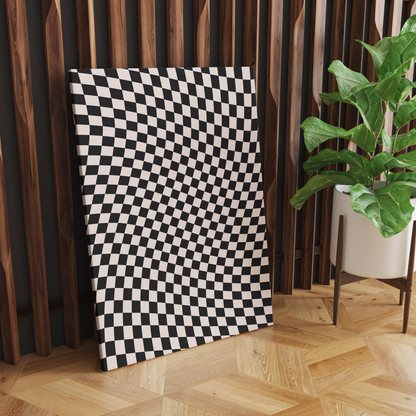 Retro Checkered Black&White 60s Canvas Print