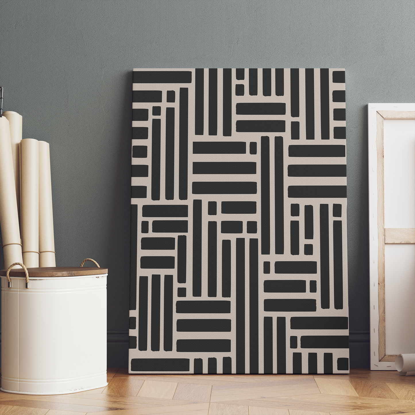 Black Geometric Modern Art Canvas Print