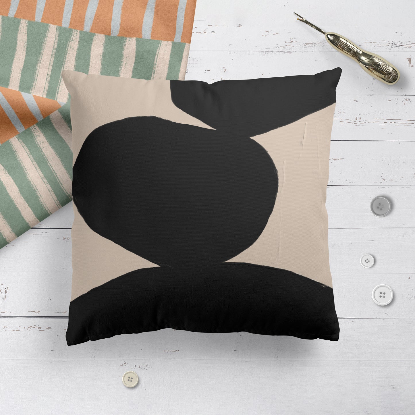 Minimalist Black Stones Throw Pillow