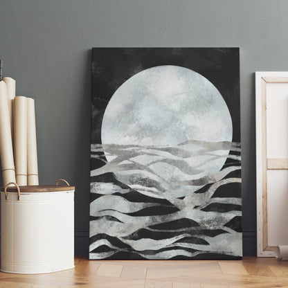 Scandinavian Painted Black Sun Canvas Print