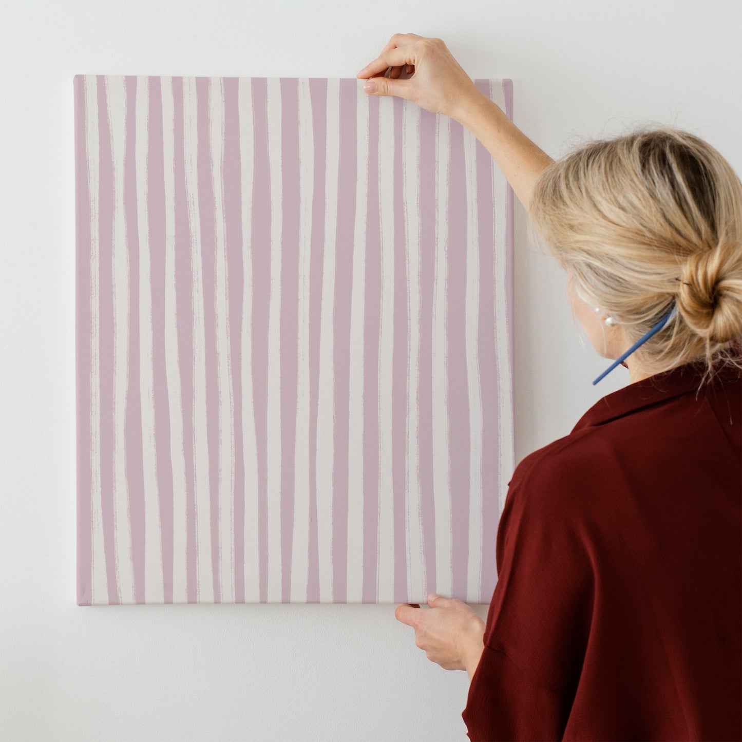 Baby Pink Striped Minimalist Canvas Print