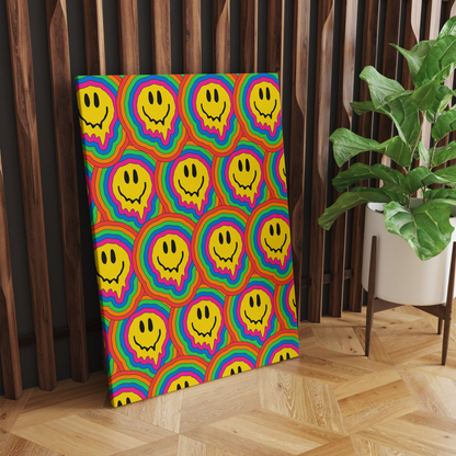 Groovy Psychodelic Smiling Faces Canvas Print