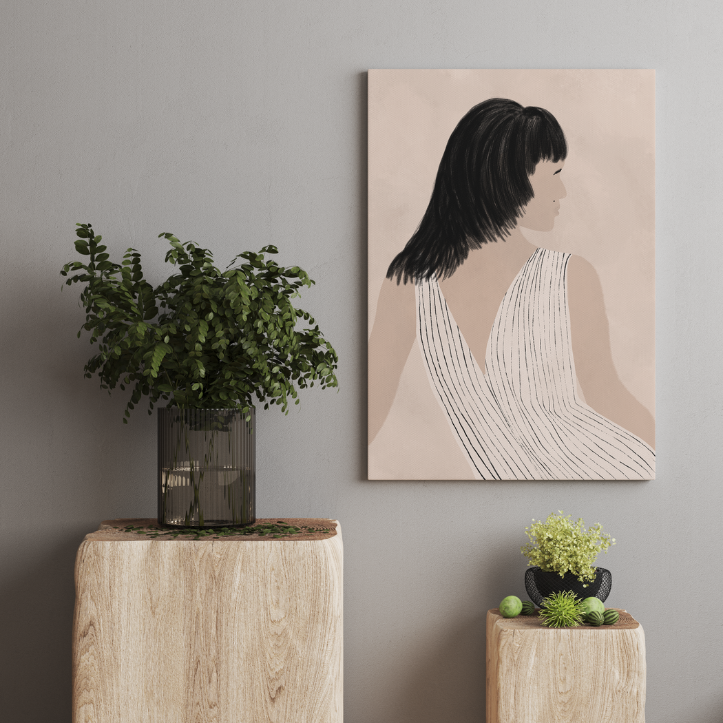 Parisian Chic Sitting Woman Canvas Print