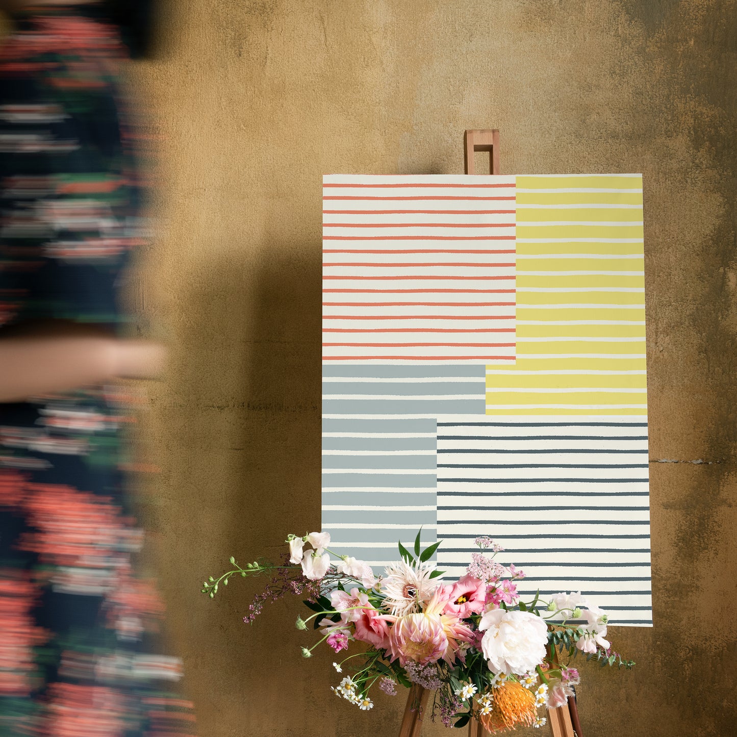 Retro Striped Painted Canvas Print