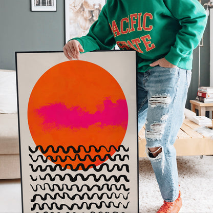 Mid Century Modern Pink Sun Poster