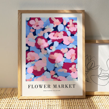 Painted Japan Flower Market Poster