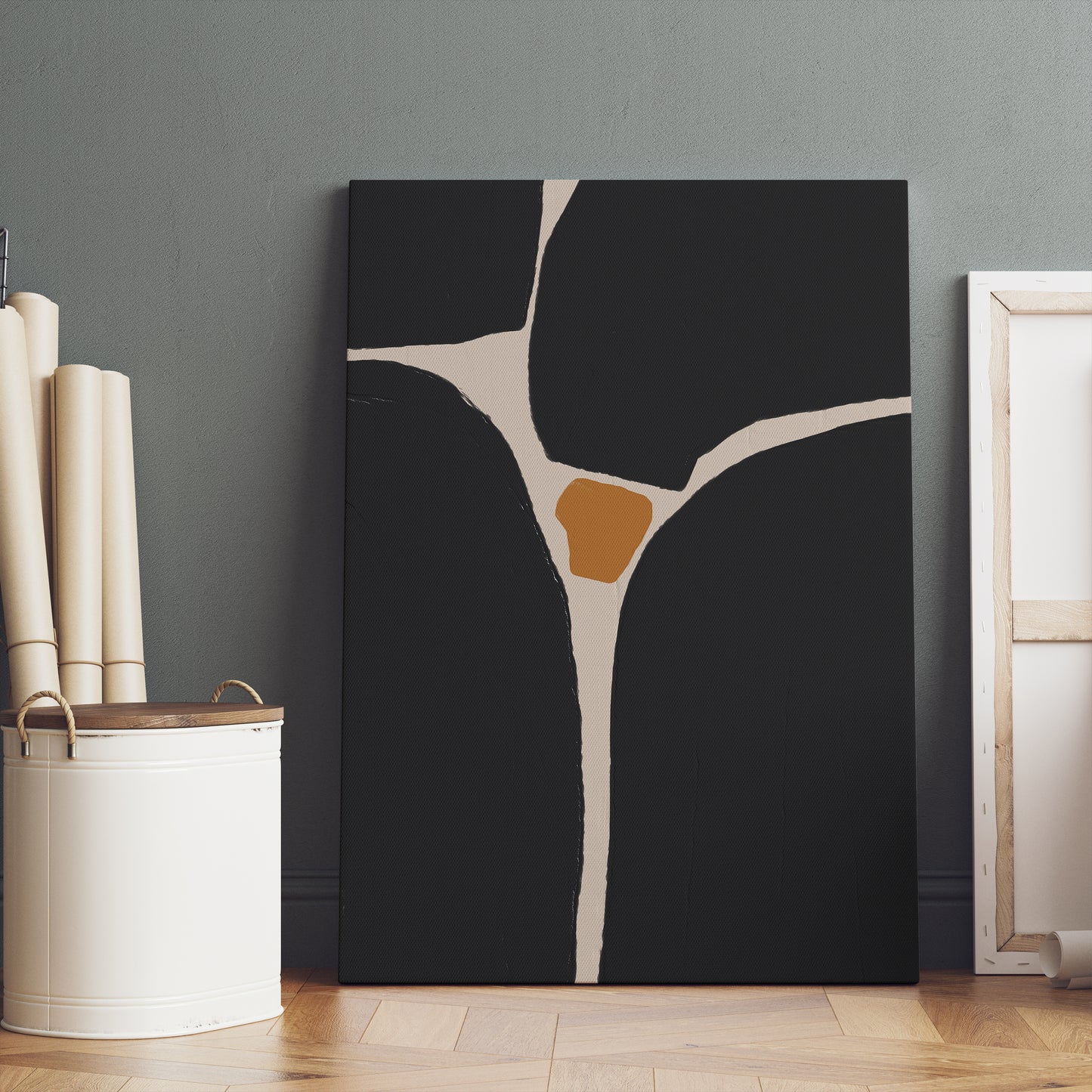 Black Shapes Danish Modern Canvas Print