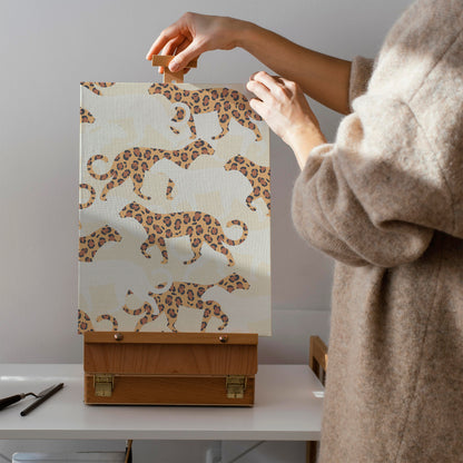 Beige Leopards Pattern Canvas Print