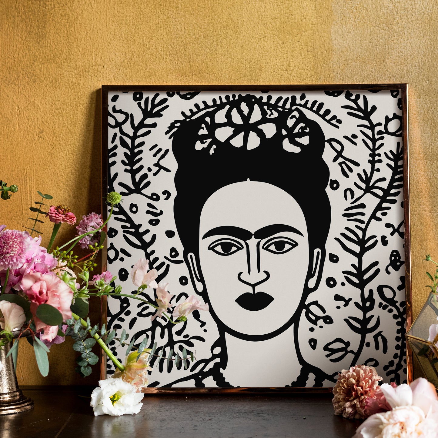 Frida Khalo Black and White Print