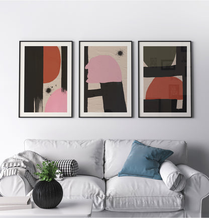 Set of 3 Modern Abstract Painted Prints