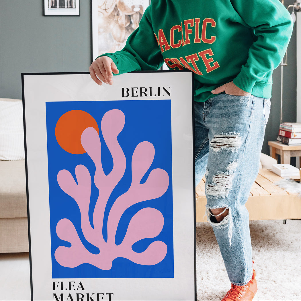 Berlin Flea Market Blue Poster