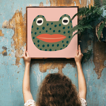 Funny Frog with Red Lips Print
