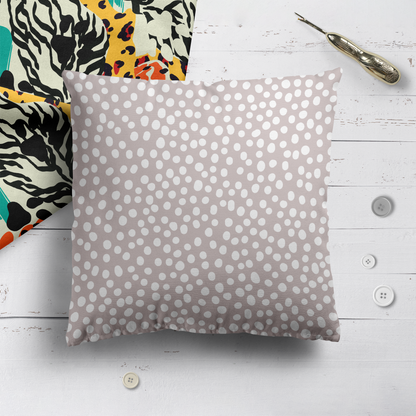 Beige White Dots Minimlist Style Throw Pillow