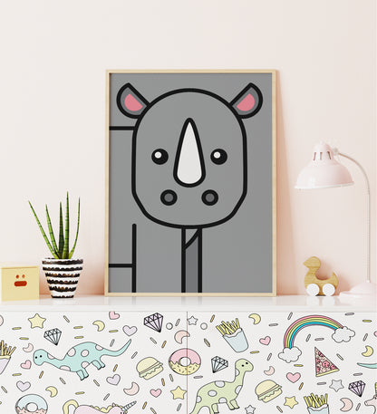 Cute Rhino Poster