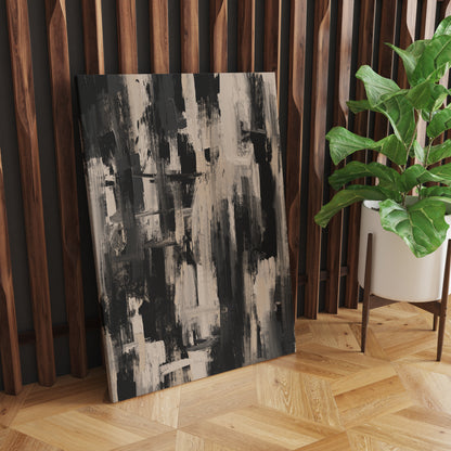 Black and Beige Pollock Inspired Canvas Print