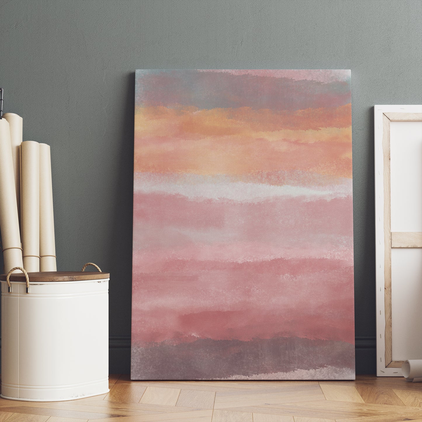 Blushing Seas Abstract Painted Canvas Print