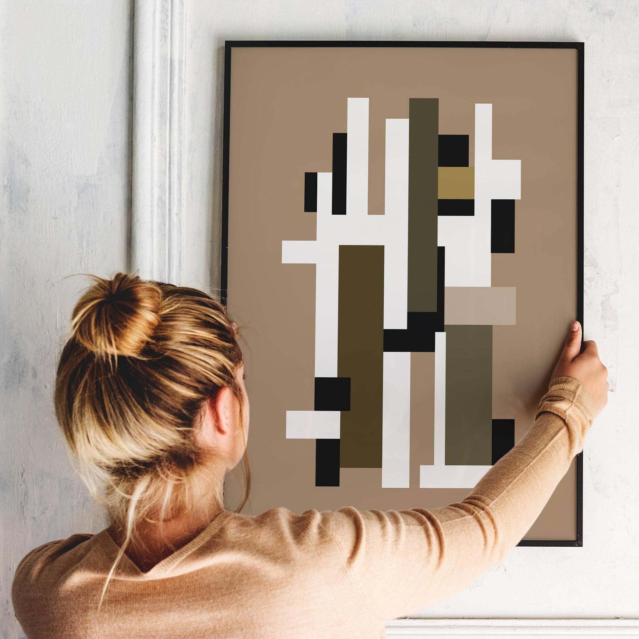 Modern Geometric Color Blocks in Beige Poster – HypeSheriff