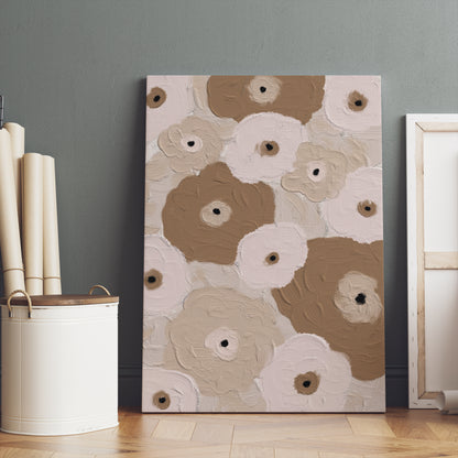 Painted Boho Beige Flowers Canvas Print