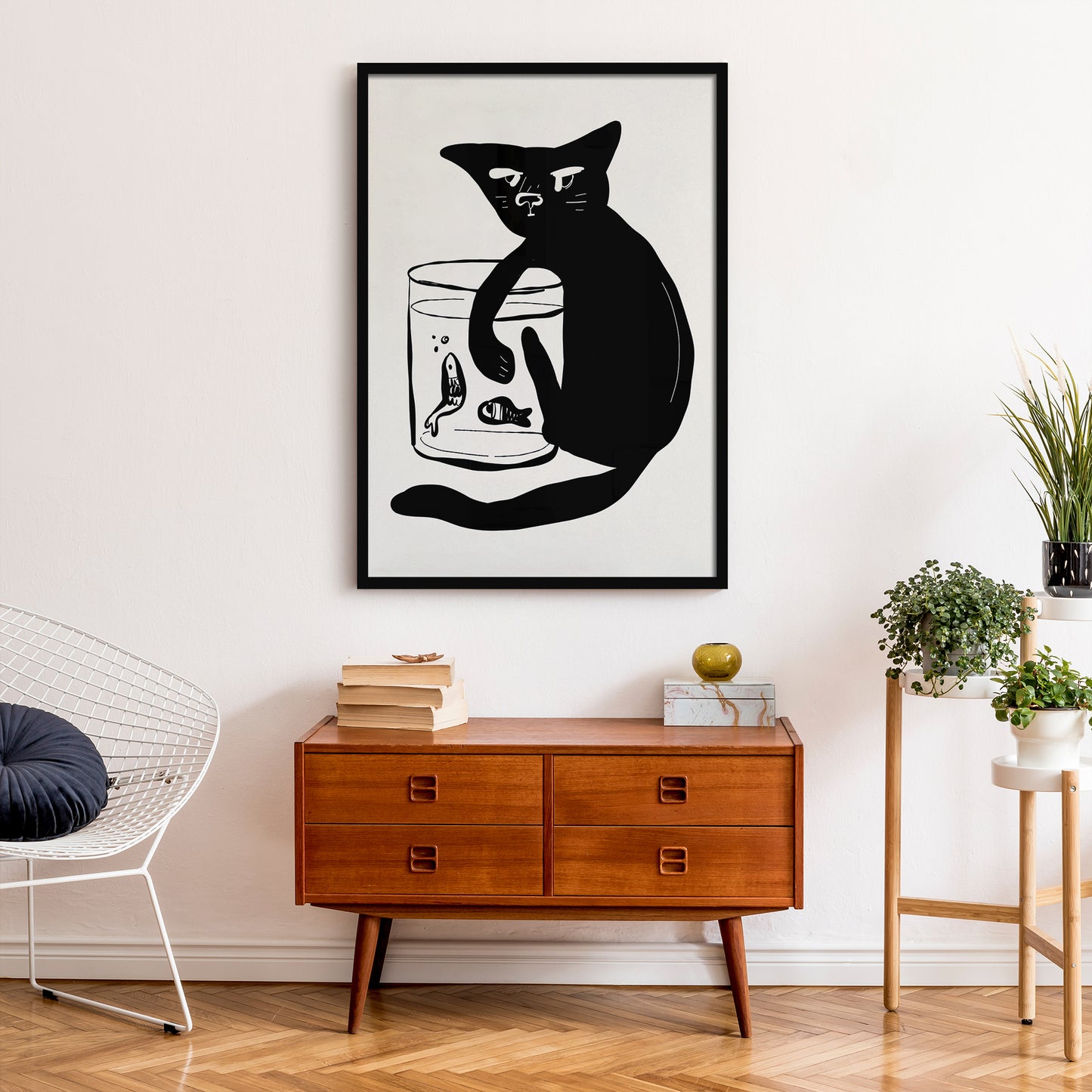 Set of 2 Funny Handdrawn Cats Animal Posters