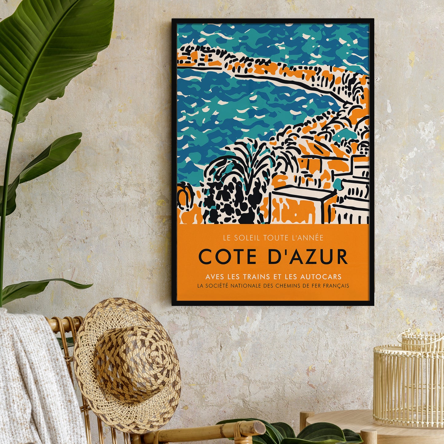 Yellow Cote d Azur French Riviera Poster