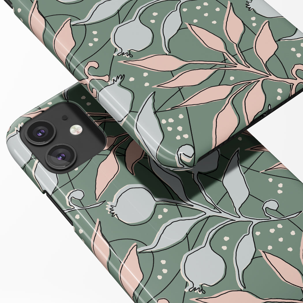 Green Floral Pattern iPhone Case