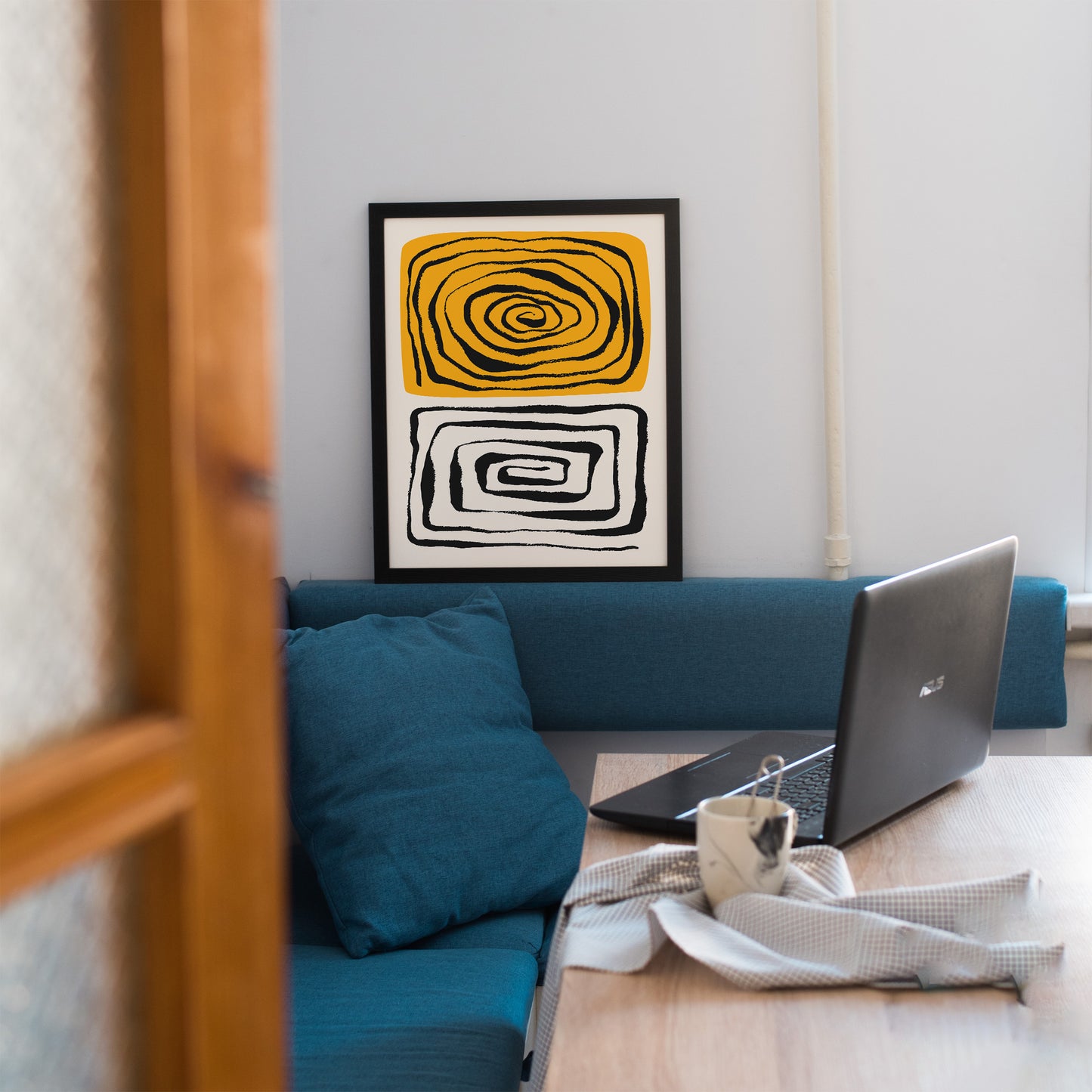 Black and Yellow Abstract Painting Poster