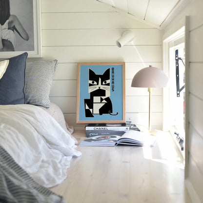 Bauhaus Cat Blue Poster