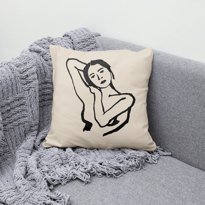 Line Art Woman Throw Pillow