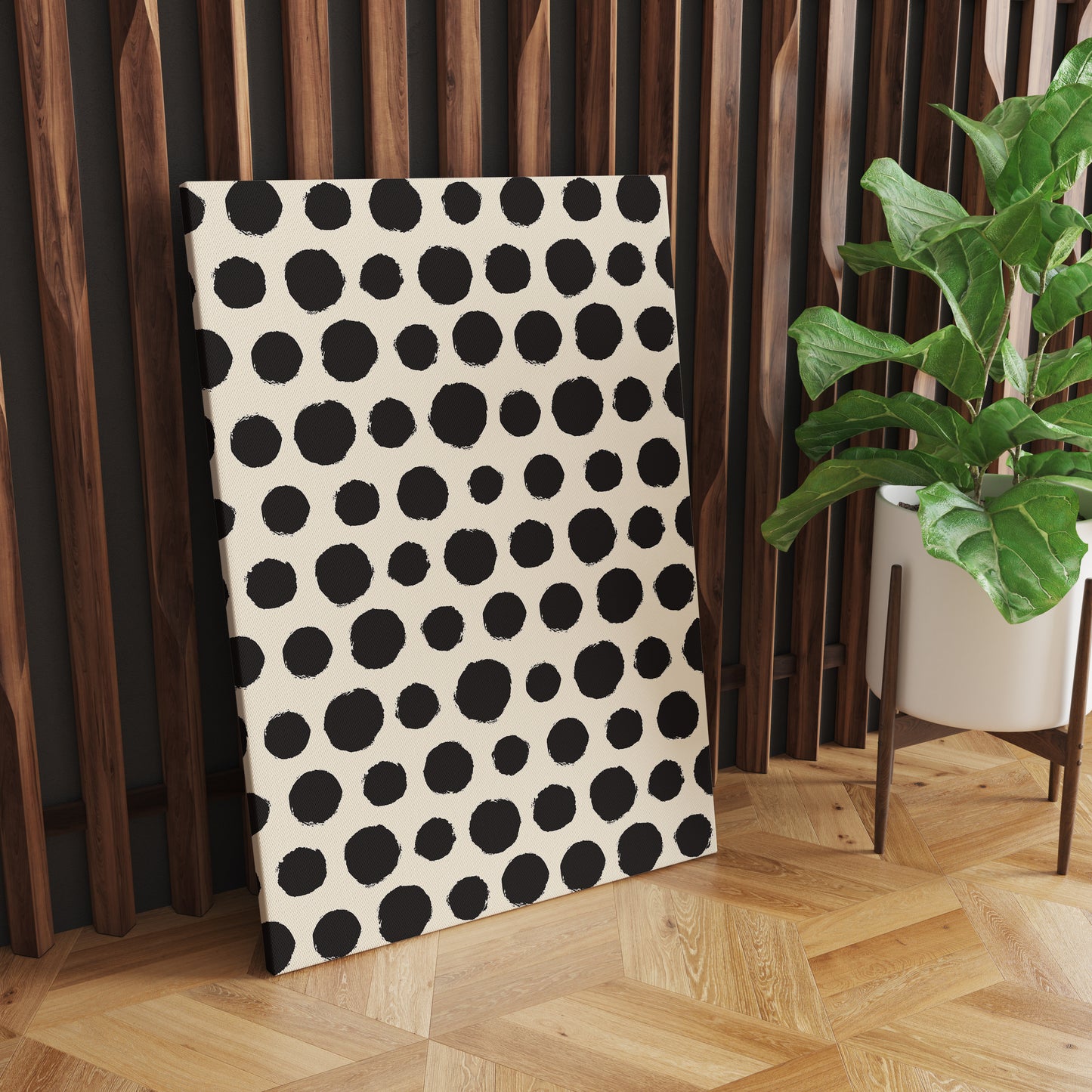 Black Rustic Dots Canvas Print