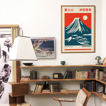 Red Japan Mount Fuji Poster