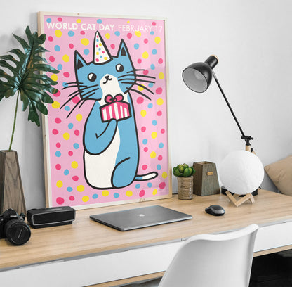 World Cat Day Pink Poster