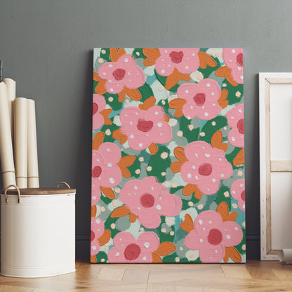 Pink Flowers Farmhouse Decor Canvas Print