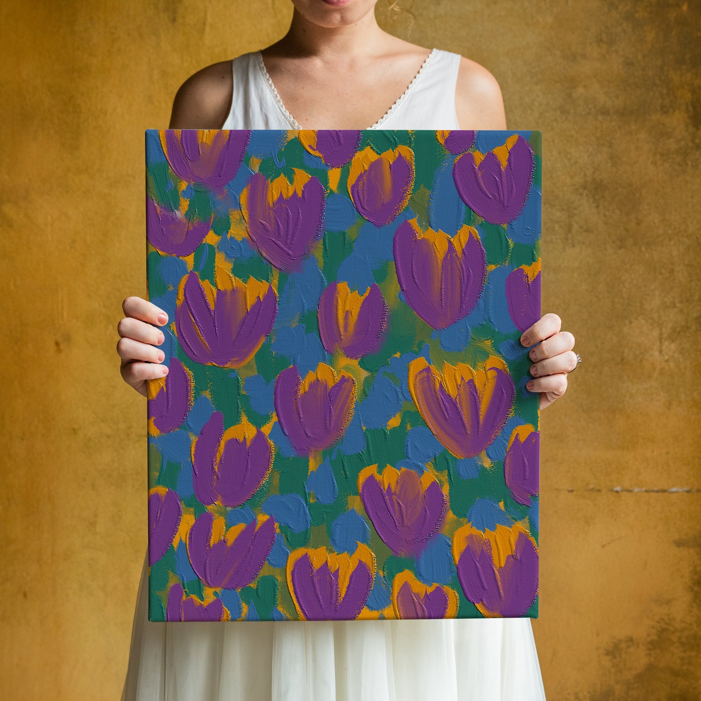 Spring is Coming Crocus Pattern Canvas Print